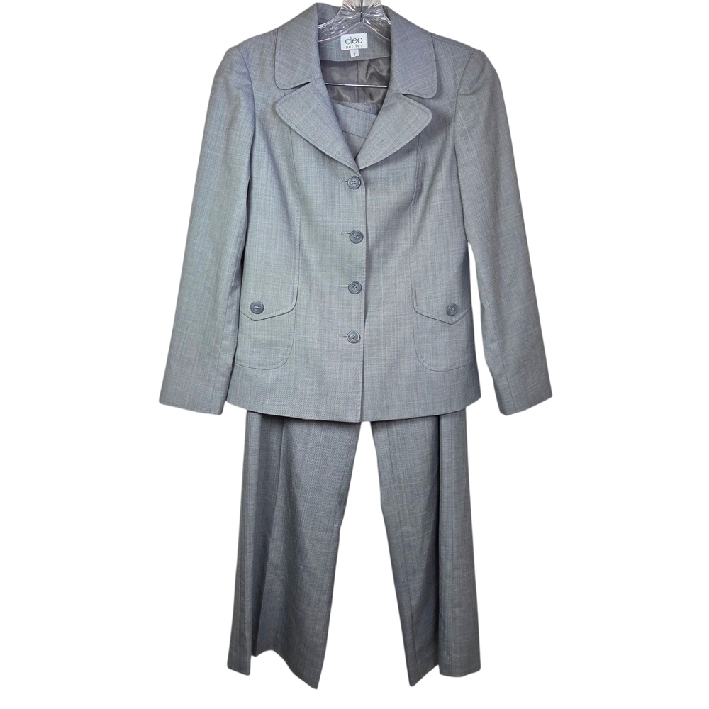 Cleo Petite Suit Jacket And Pants In Grey Size 2